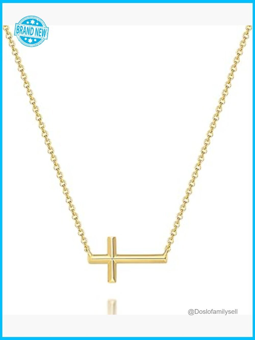 14K Gold Plated Cross Pendant Necklace Horizontal Design Two Wearing Styles